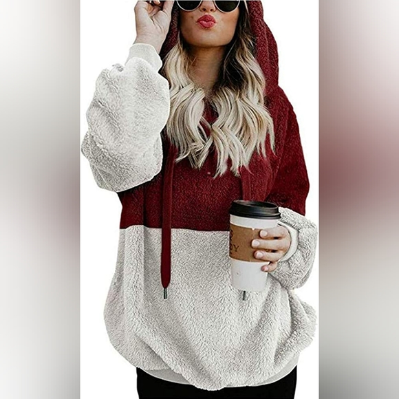 lomon Tops - LOMON Sweatshirt Women Oversized Faux Fleece Double Fuzzy Pullover Hoodie size s